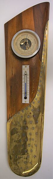 WWI German Trench Art Propeller Tip Barometer/Thermometer - Click for the bigger picture