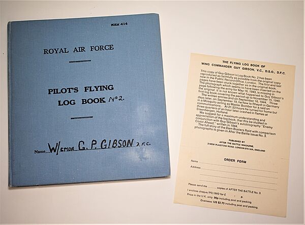 Wing Commander Guy Gibson D. F. C. RAF Pilot's Flying Log Book No 2 - Click for the bigger picture
