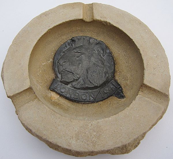 WWII Blitz Ashtray Made Of Stone Recovered From The Houses of Parliament - Click for the bigger picture