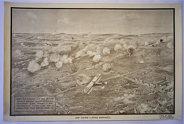 WWI RFC/RAF Air Safety Poster 'Low Flying- Avoid Barrages' - Click for the bigger picture