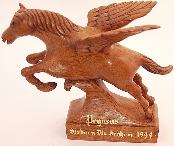 Pegasus Carved Winged Horse marked Arnhem 1944 - Click for the bigger picture