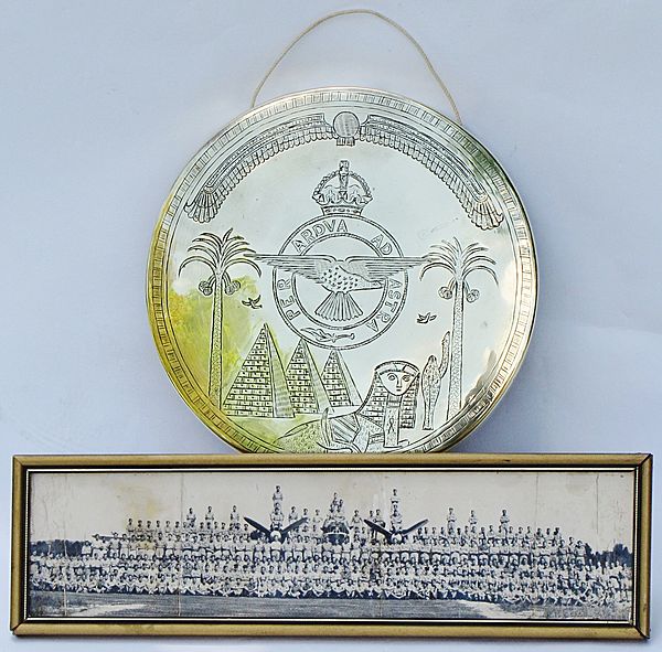 RAF Trench Art Dinner Gong and Period Photograph - Click for the bigger picture