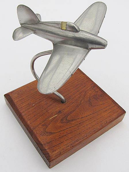 Trench Art Model Aircraft on oak base - Click for the bigger picture