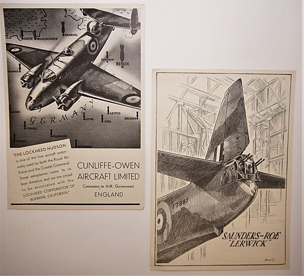 Saunders-Roe Lerwick and Lockheed Hudson advertising prints from 1941 - Click for the bigger picture