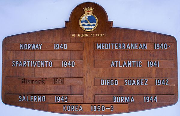 Item OC419 Fleet Air Arm 810 Squadron Battle Honours Board - Click for the bigger picture