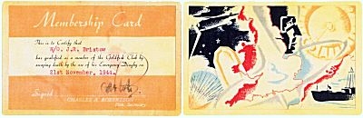 Goldfish Club membership card issued to W/O J.R. Bristow in 1944