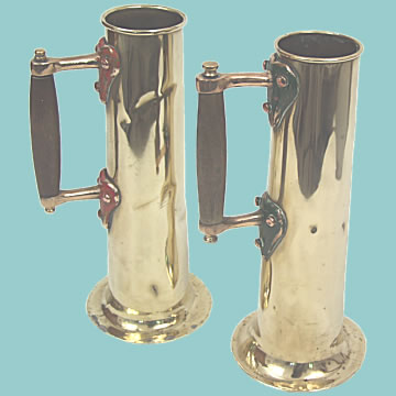 Pair of Ship's Engine Room Brass Jugs - Click for the bigger picture