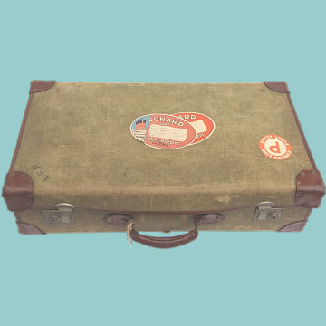 Leather and Canvas Suitcase with Mauretania Associations - Click for the bigger picture
