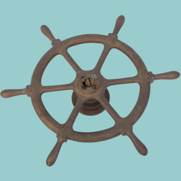 Ship's 6 Spoke Wheel in Solid Brass - Click for the bigger picture