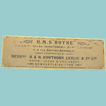 HMS Boyne Builder's Plaque - Click for the bigger picture