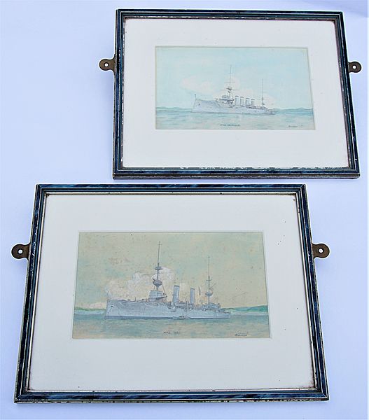 HMS Devonshire and HMS Isis Original Watercolour Paintings - Click for the bigger picture