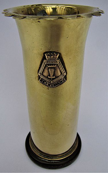 HMS Norfolk Trench Art Spill Holder - Click for the bigger picture