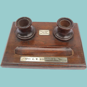Desk Set made from teak wood salvaged from HMS Collingwood - Click for the bigger picture