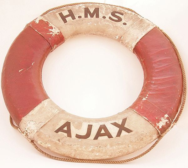 HMS Ajax Royal Navy Life Ring - Click for the bigger picture