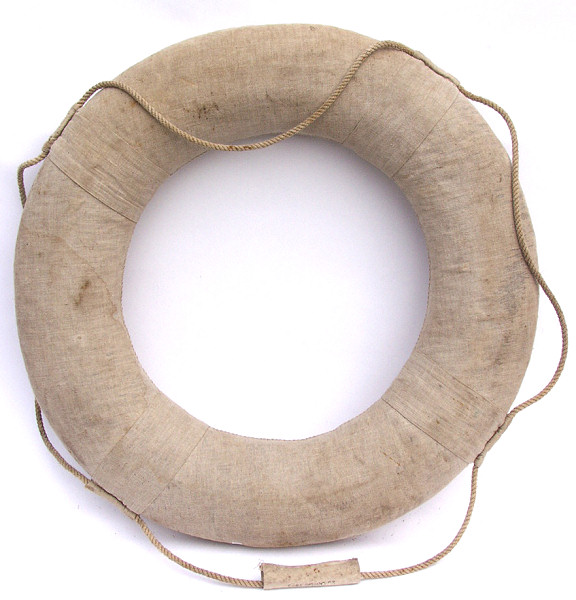 Ship's Cork Life Ring with Linen Cover - Click for the bigger picture