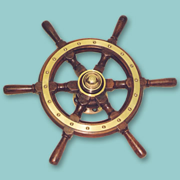 Ship's Teak Wheel - Click for the bigger picture