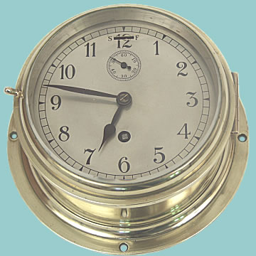 Ship's Clock in Heavy Brass Case - Click for the bigger picture