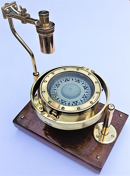 Royal Navy 'Sestrel' Marine Compass Mounted on Arm brackets - Click for the bigger picture