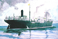 SS Kuphus off Glasgow - original watercolour by James Telfer-Smith