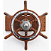 6 Spoke Teak Bulkhead Ships Wheel and Mount - Click for the bigger picture